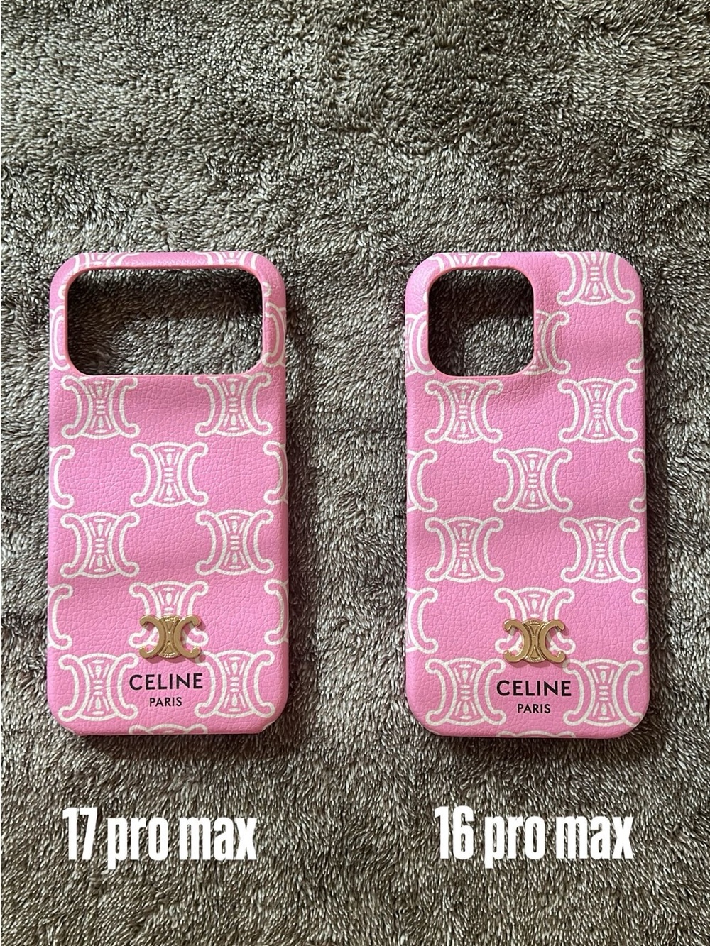Celine Pink Monogram Leather iPhone Case with Gold Logo